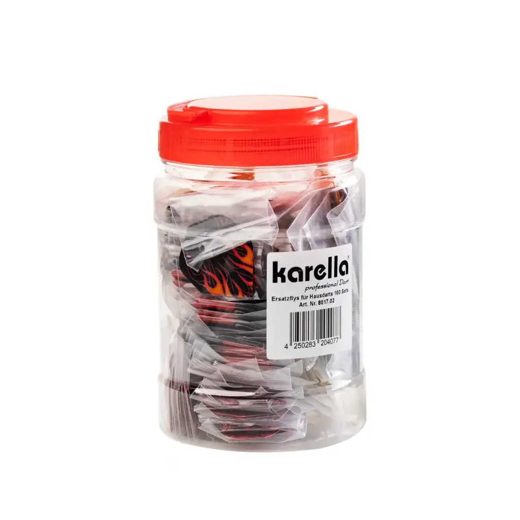 Ersatzflights  Karella Deluxe 100 Set (300 Stk.) Standard-Form in stabiler PVC-Box