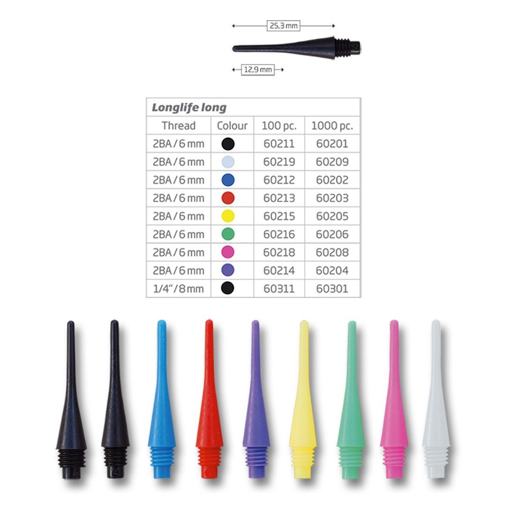 [b60211] BEAZD Longlife Long 6mm(2BA)& 8mm(1/4BSF) (100/schw.)