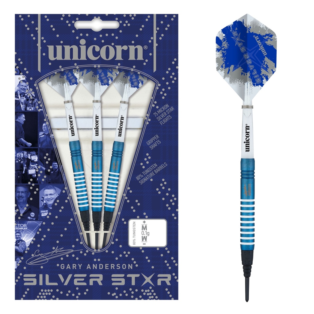 [04776] Unicorn Silver Star Blue Gary Anderson Soft Darts (19 Gr.)