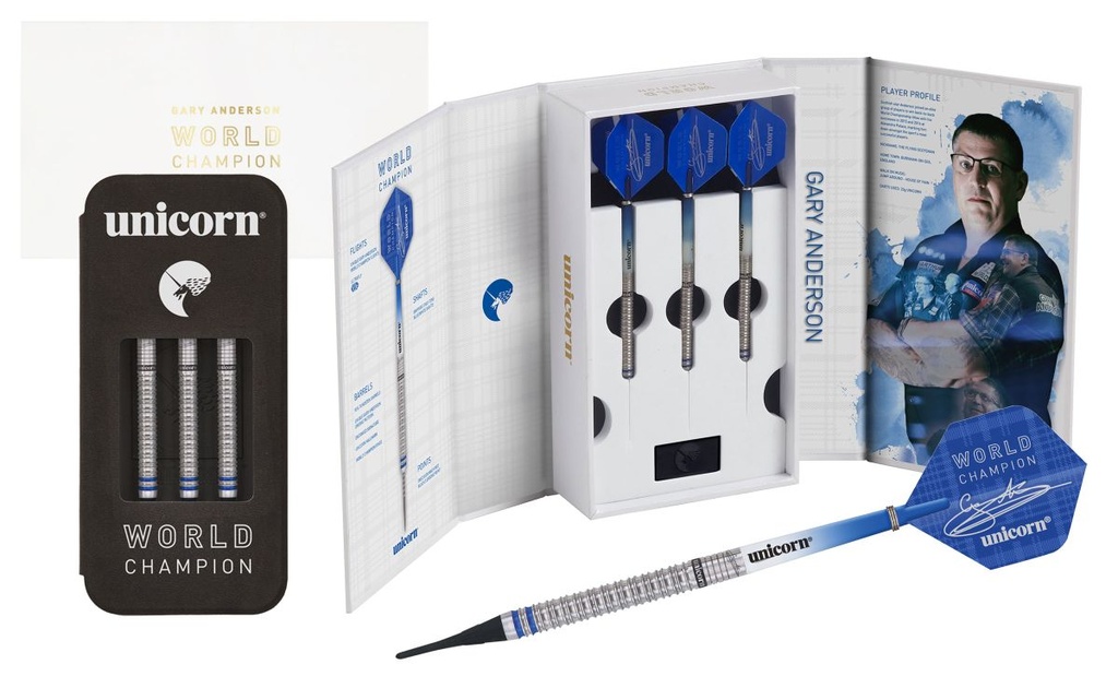 Unicorn Phase 3 World Champion Gary Anderson Soft Darts Presentation Box