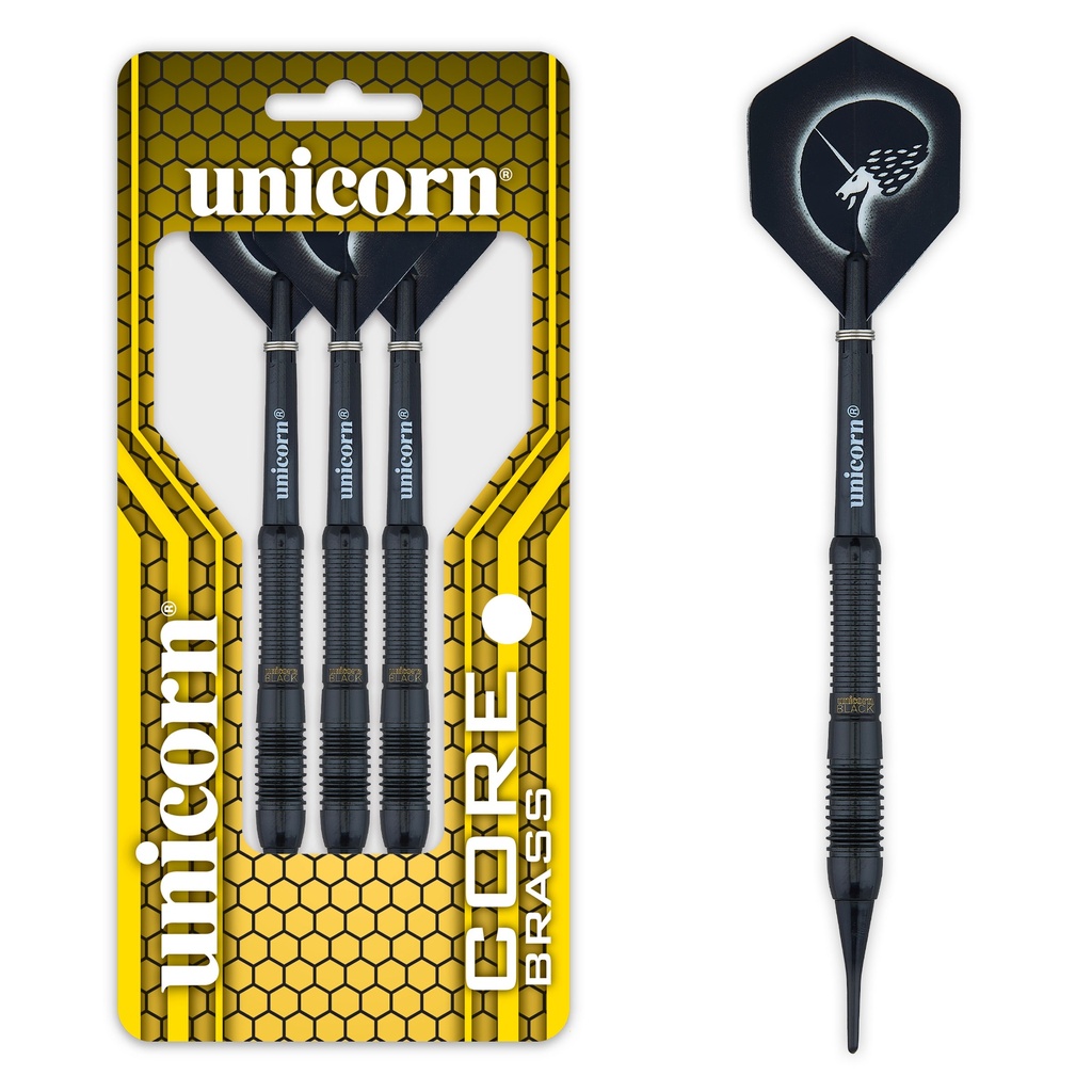 [04286] Unicorn Core Black Brass 2 Soft Darts (16 Gr.)