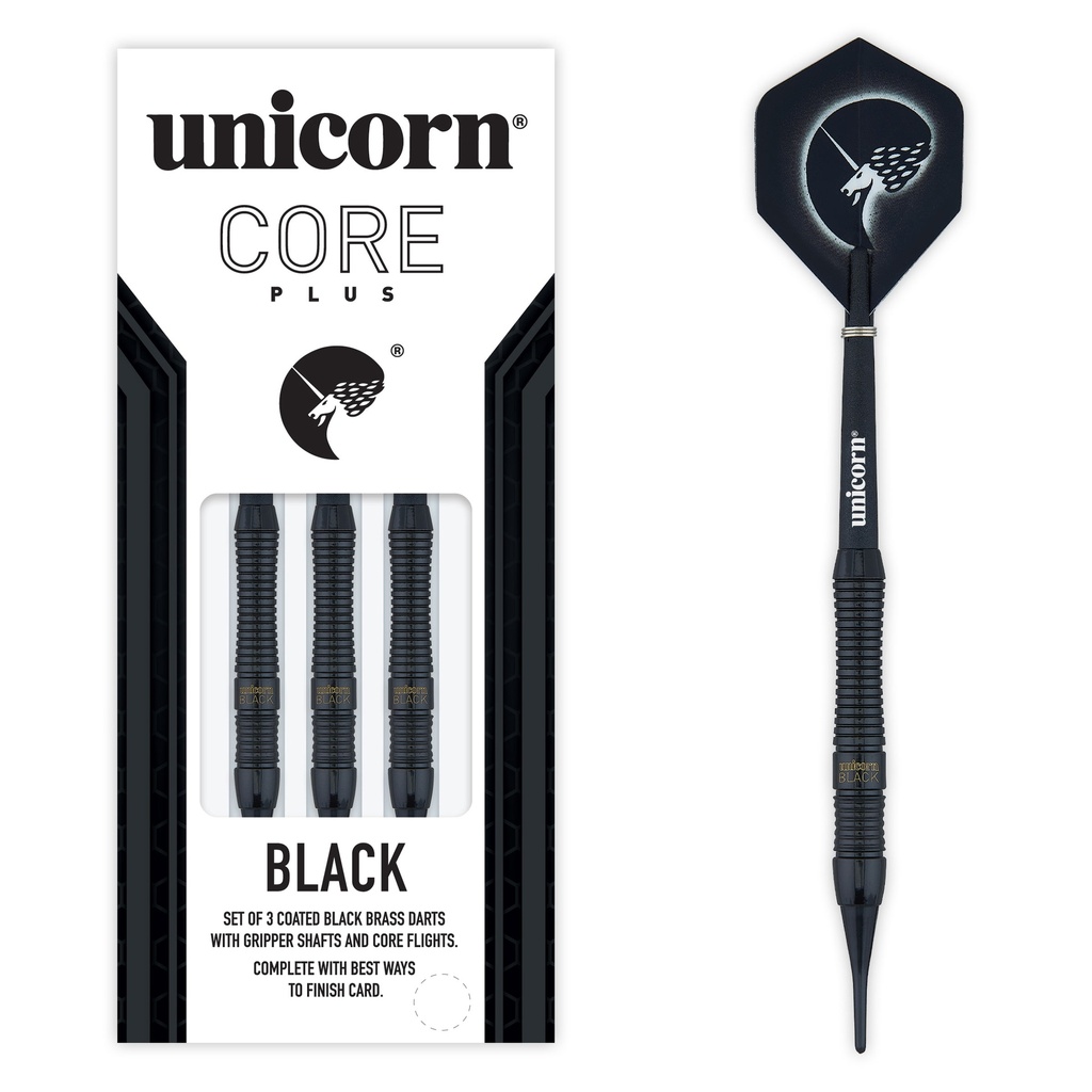 [04284] Unicorn Core Plus Black Brass Soft Darts (16 Gr.)